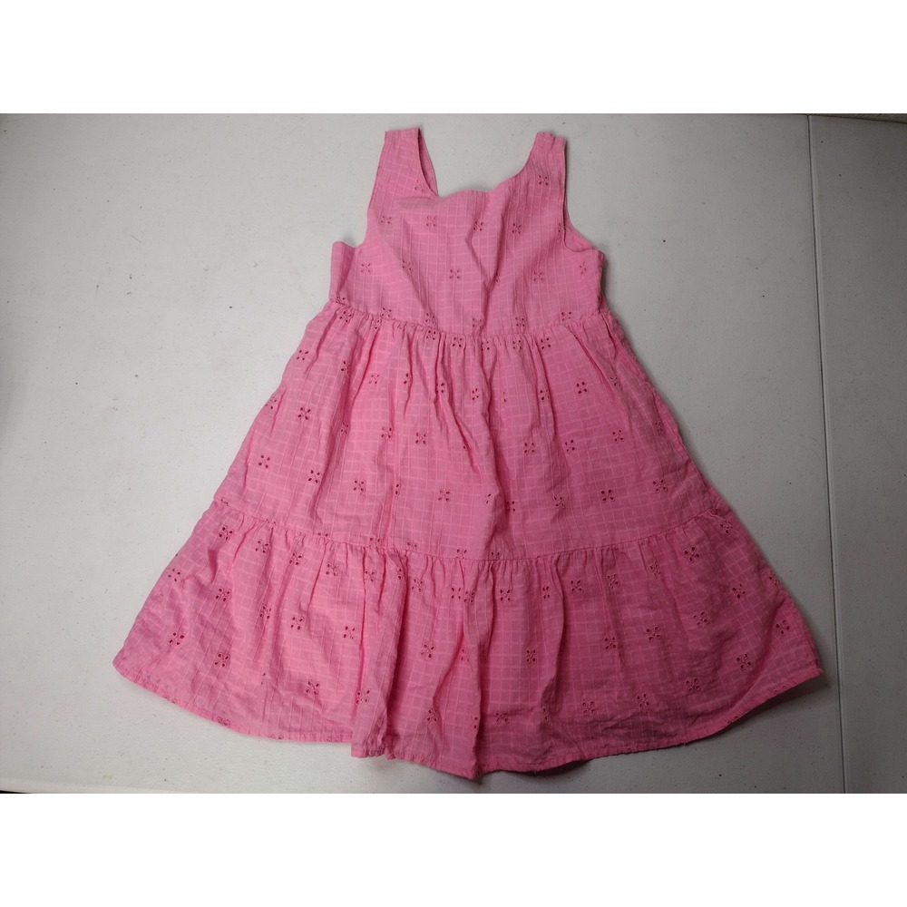 Cat & Jack Girls Pink Eyelet Tiered Dress Sleeveless Cutout‎ Back Size S 6/7